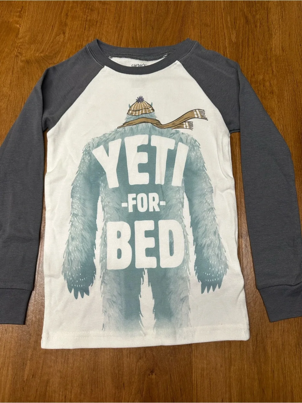 Carter's Teal and Charcoal Yeti Pajama Set with Ski Print 4 pieces